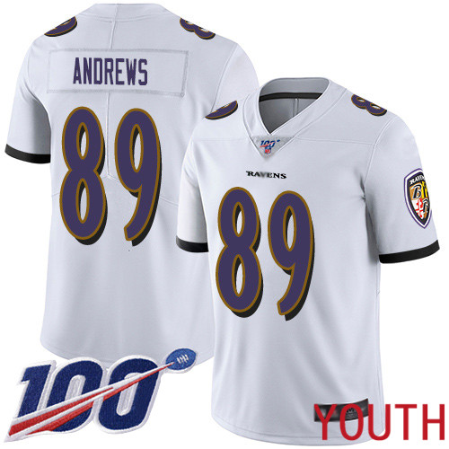 Baltimore Ravens Limited White Youth Mark Andrews Road Jersey NFL Football #89 100th Season Vapor Untouchable